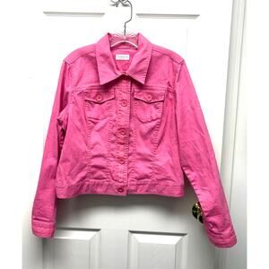 Liz Claiborne Petite Jacket Vintage Pink Cropped Cotton Stretch Y2K Women’s M
